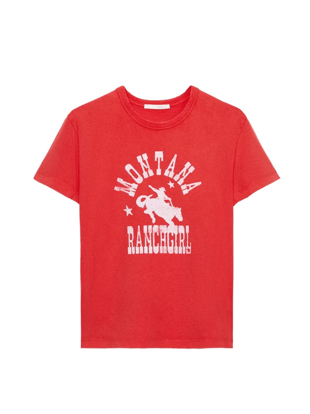 Zara Montana Ranchgirl Red Graphic Front Text T-shirt